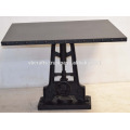 Industrial Metal Crank Table Square Riveted Metal Top